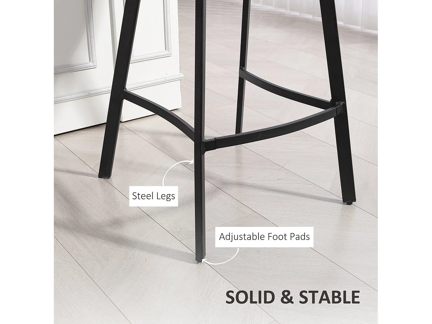 Nora Set of 2 Grey Faux Leather Bar Stools with Backrest and Footrest