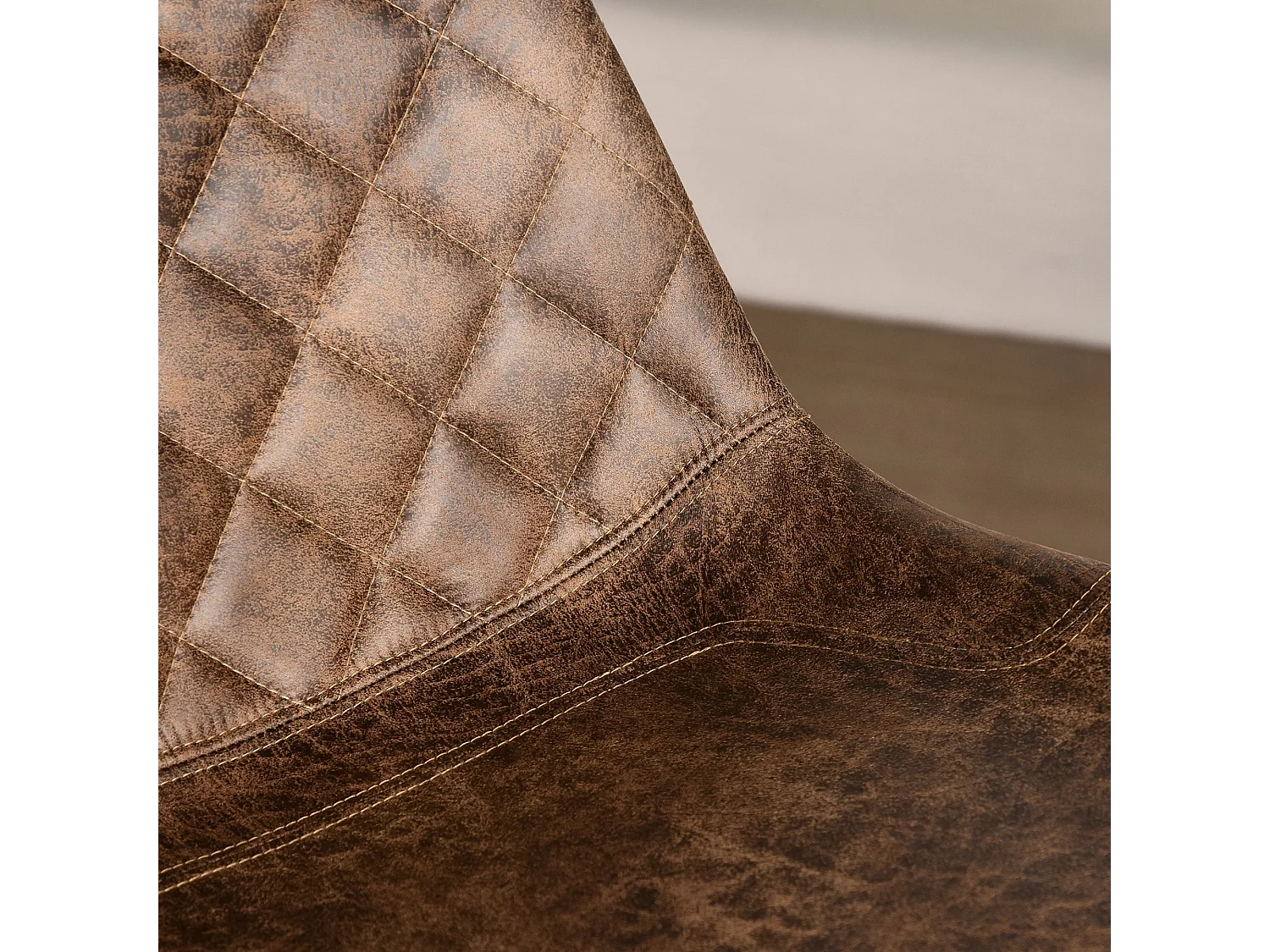 Suvedi Microfibre Quilted Brown Tub Bar Stools Set of 2 Steel Frame Footrest