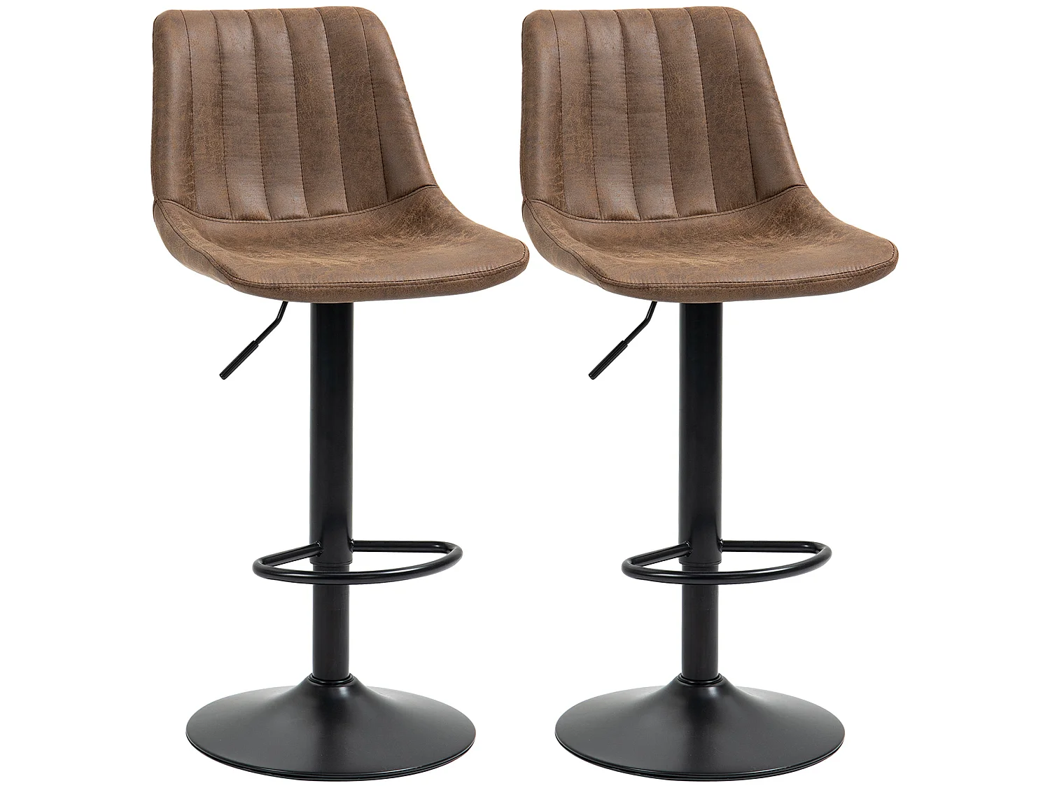 Rafava Brown Adjustable Breakfast Bar Stools Set of 2 Upholstered Seats