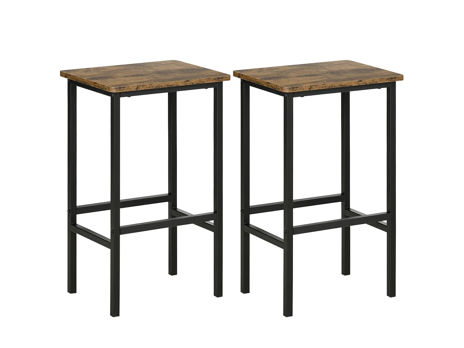 Latzse Set of 2 Rustic Brown Industrial Counter Bar Stools 65cm