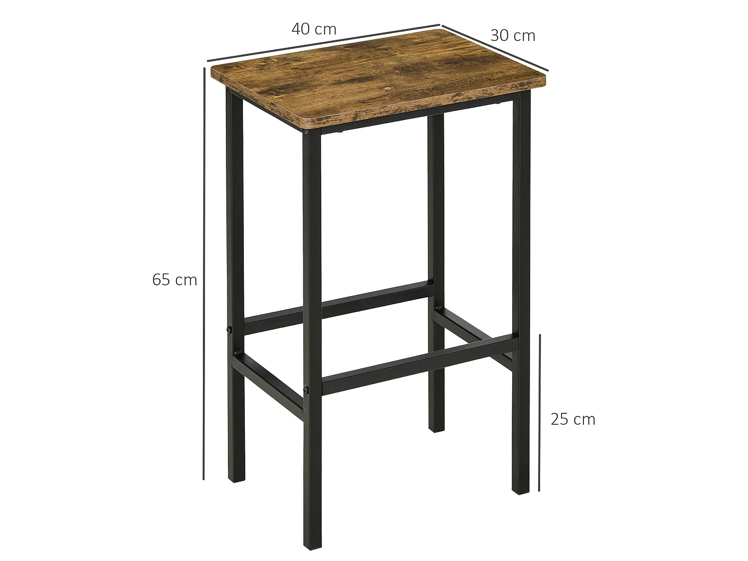 Latzse Set of 2 Rustic Brown Industrial Counter Bar Stools 65cm
