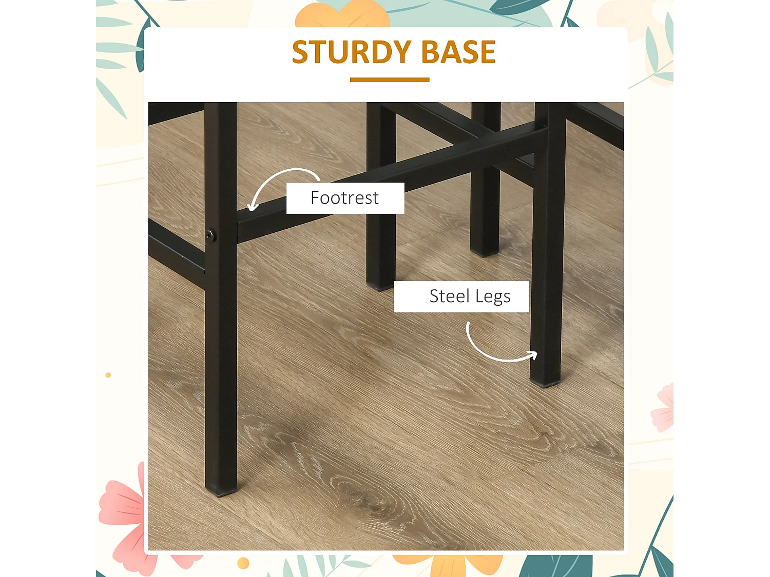 Latzse Set of 2 Rustic Brown Industrial Counter Bar Stools 65cm