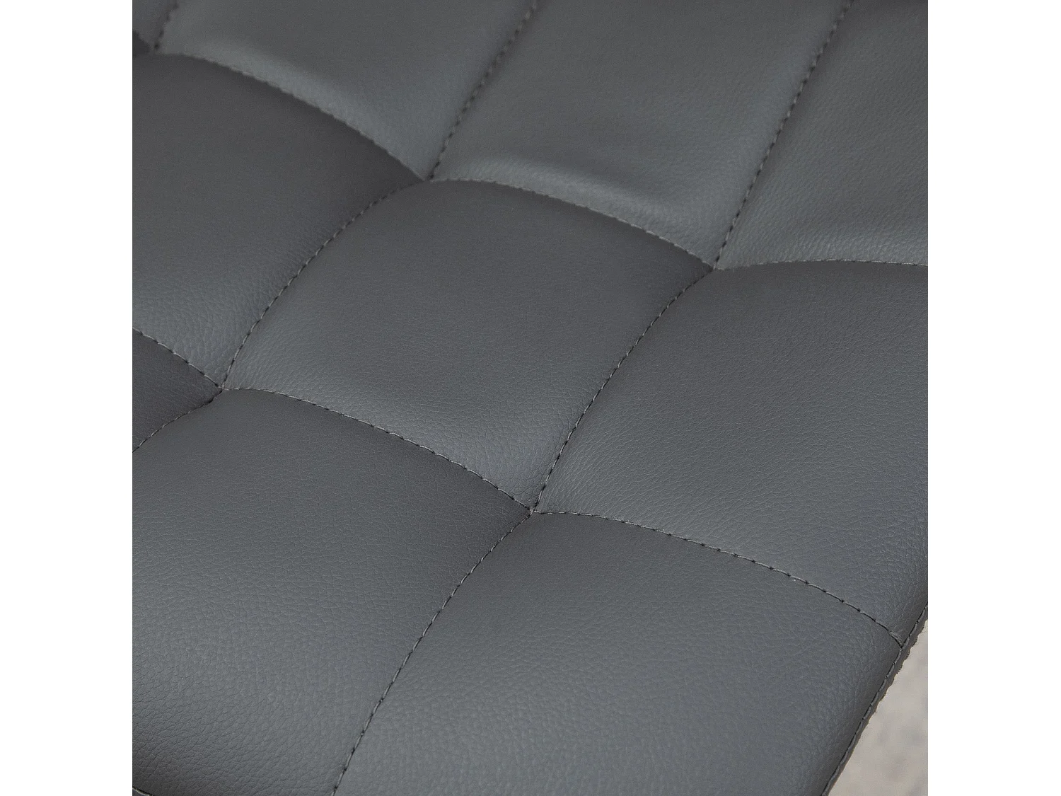 Set of 2 Grey Tufted Faux Leather Swivel Bar Stools with Back Support