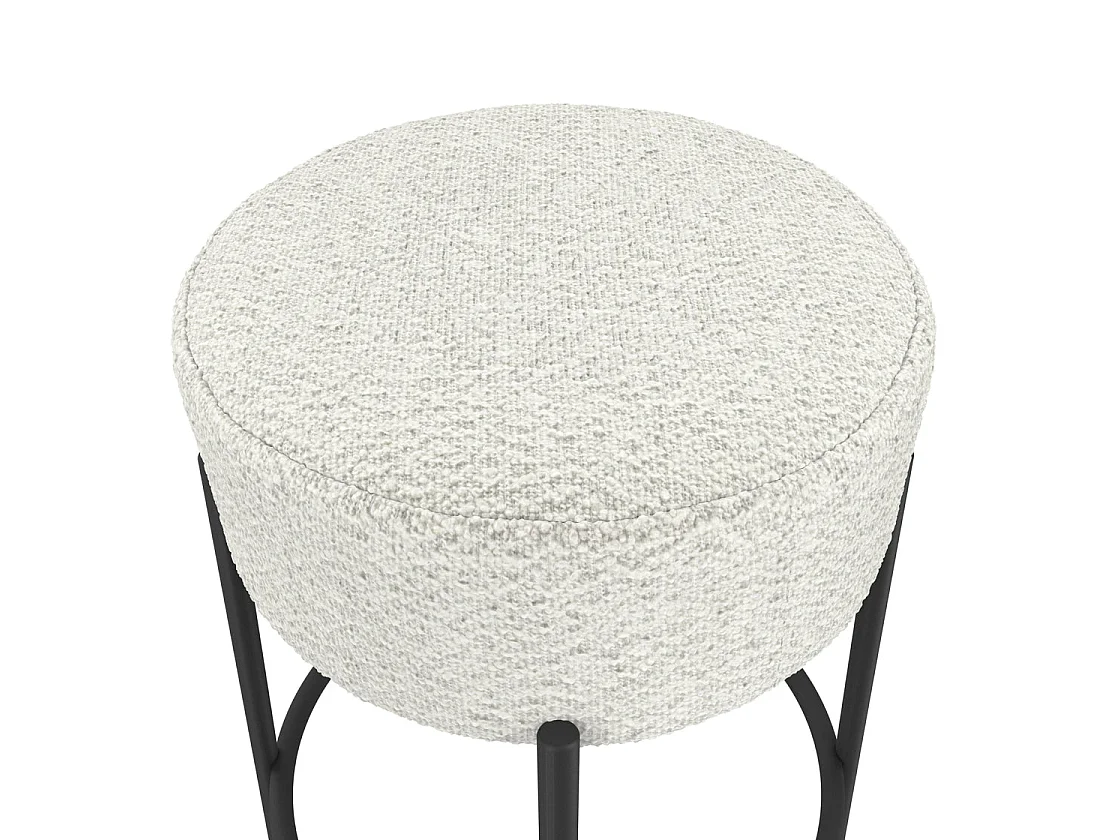 Tanji Ivory Boucle Counter Stool Round Padded Seat Matt Black Metal Legs