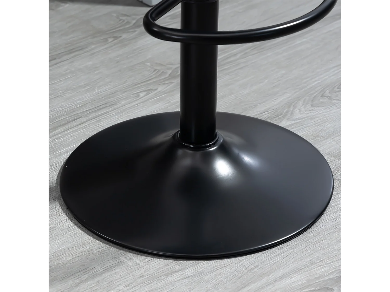 Falani Set of 2 Black Faux Leather Adjustable Bar Stools with Armrests
