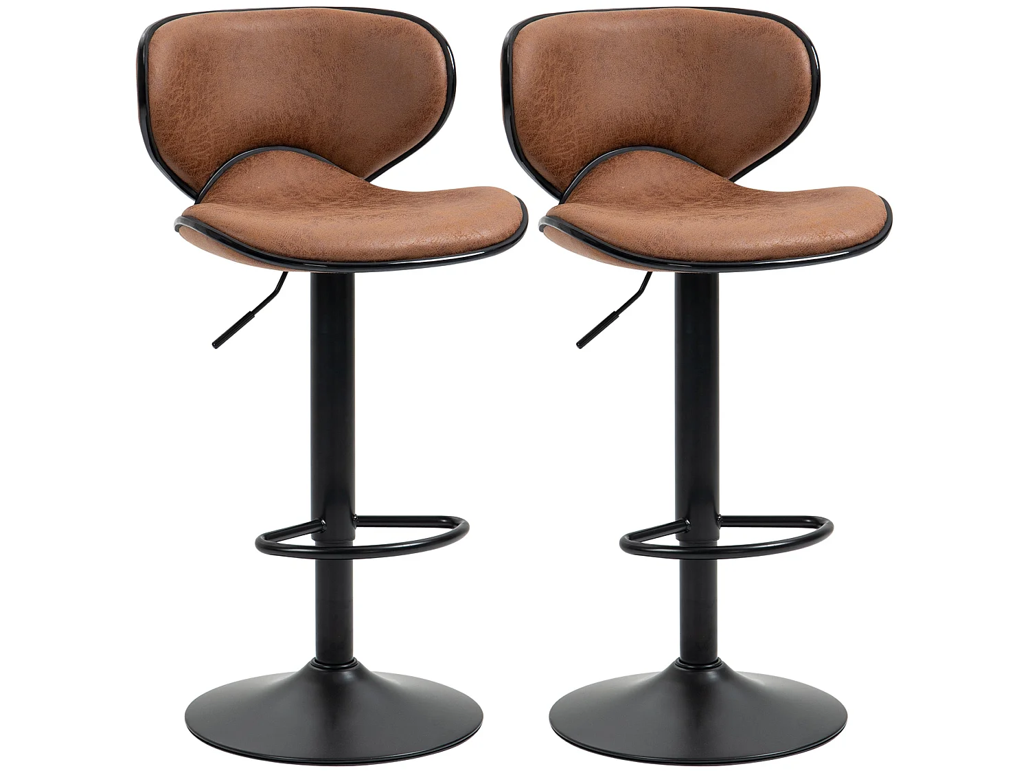 Bama Brown Microfibre Adjustable Swivel Bar Stools Set of 2
