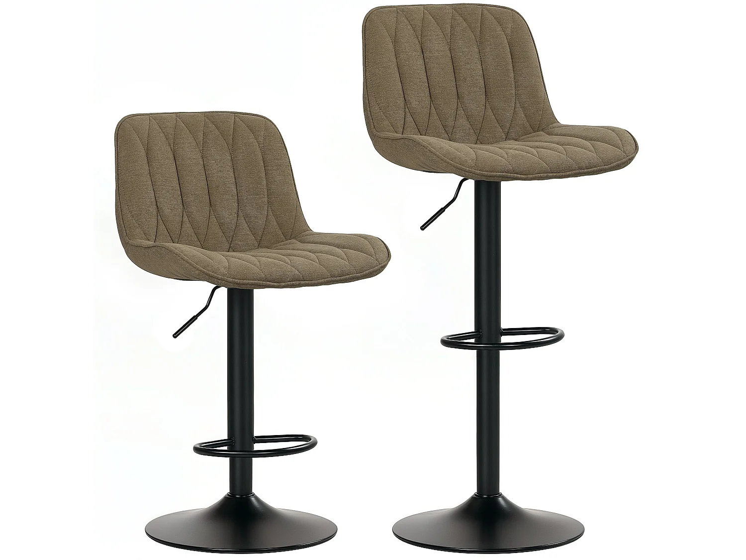 Sehake Set of 2 Brown Linen Look Adjustable Swivel Bar Stools