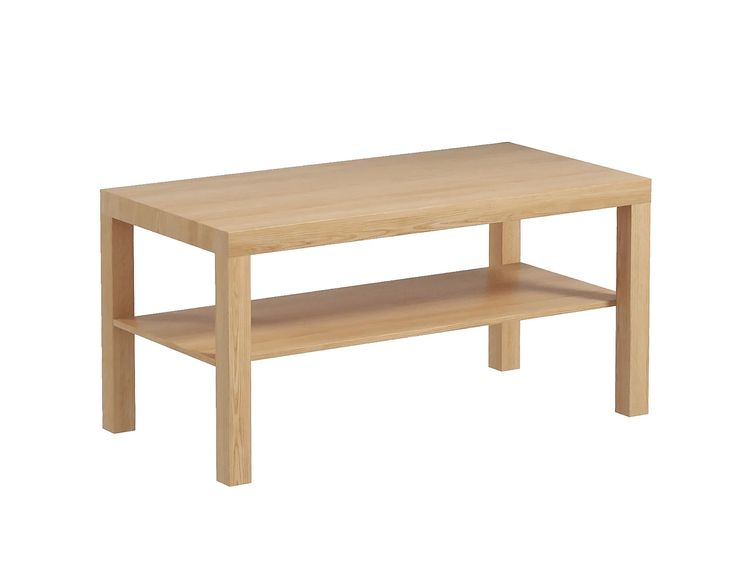 90cm Natural Wood Effect Rectangular Coffee Table with Open Bottom Shelf