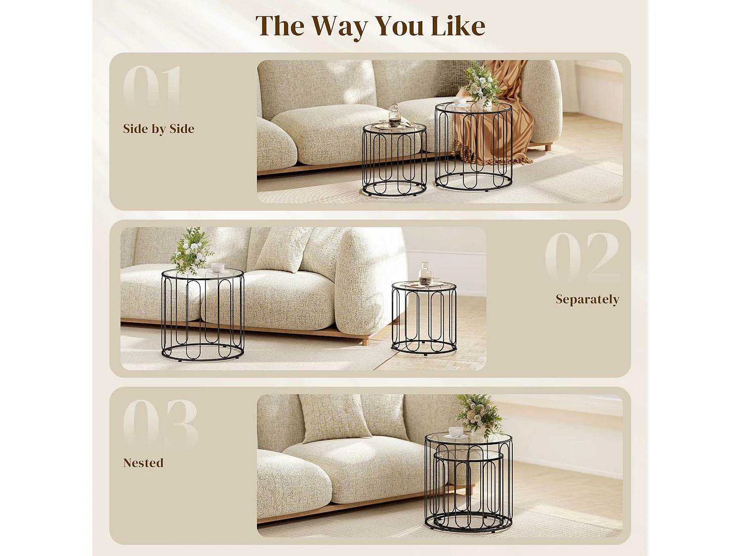 Roro Set of 2 Black Elliptical Cut Out Nesting Tables