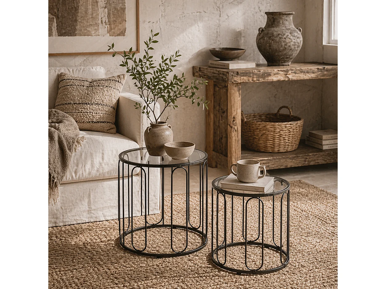 Roro Set of 2 Black Elliptical Cut Out Nesting Tables