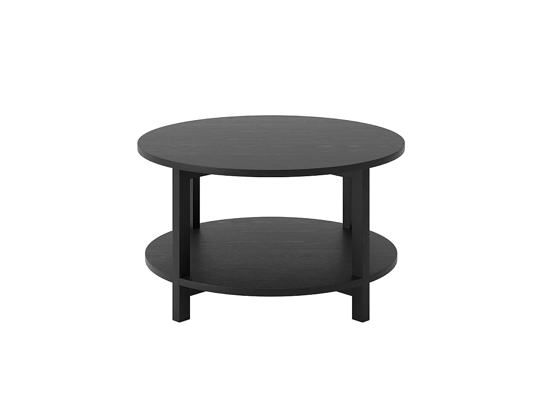 Westbrook Black Square Coffee Table 80cm Matte Grain with Shelf