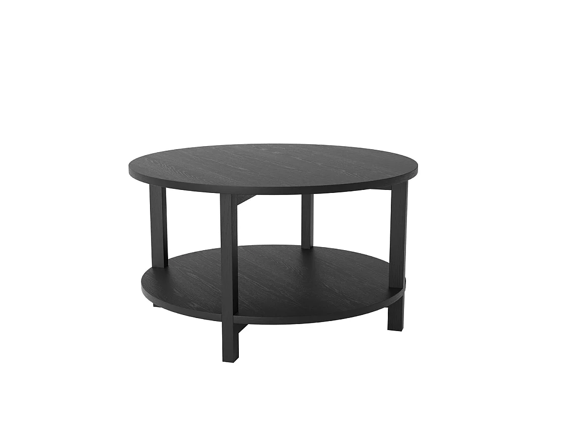 Westbrook Black Square Coffee Table 80cm Matte Grain with Shelf