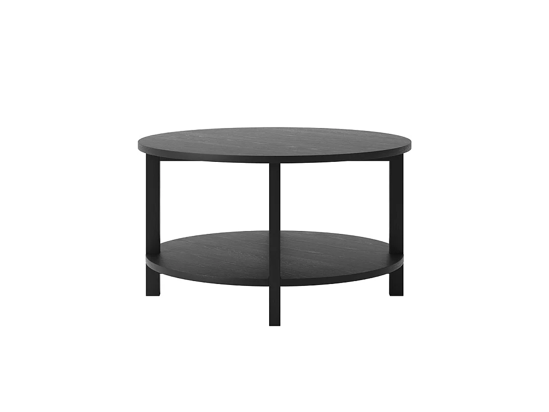 Westbrook Black Square Coffee Table 80cm Matte Grain with Shelf