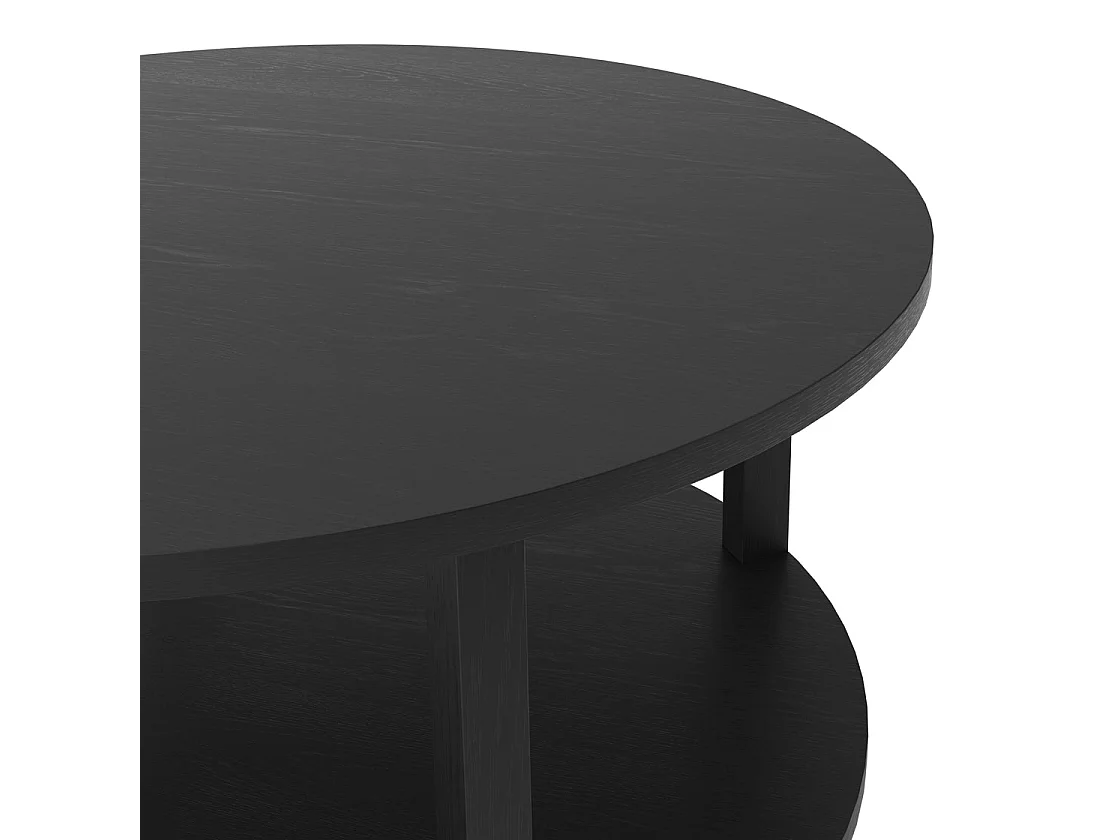 Westbrook Black Square Coffee Table 80cm Matte Grain with Shelf