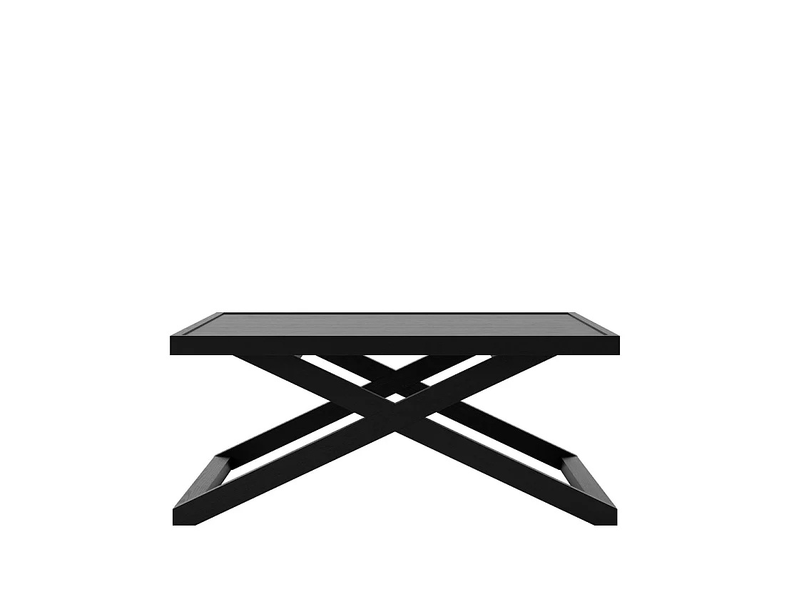 Enniscorthy Small Black Coffee Table Square X Frame Matt Grain Wood Top