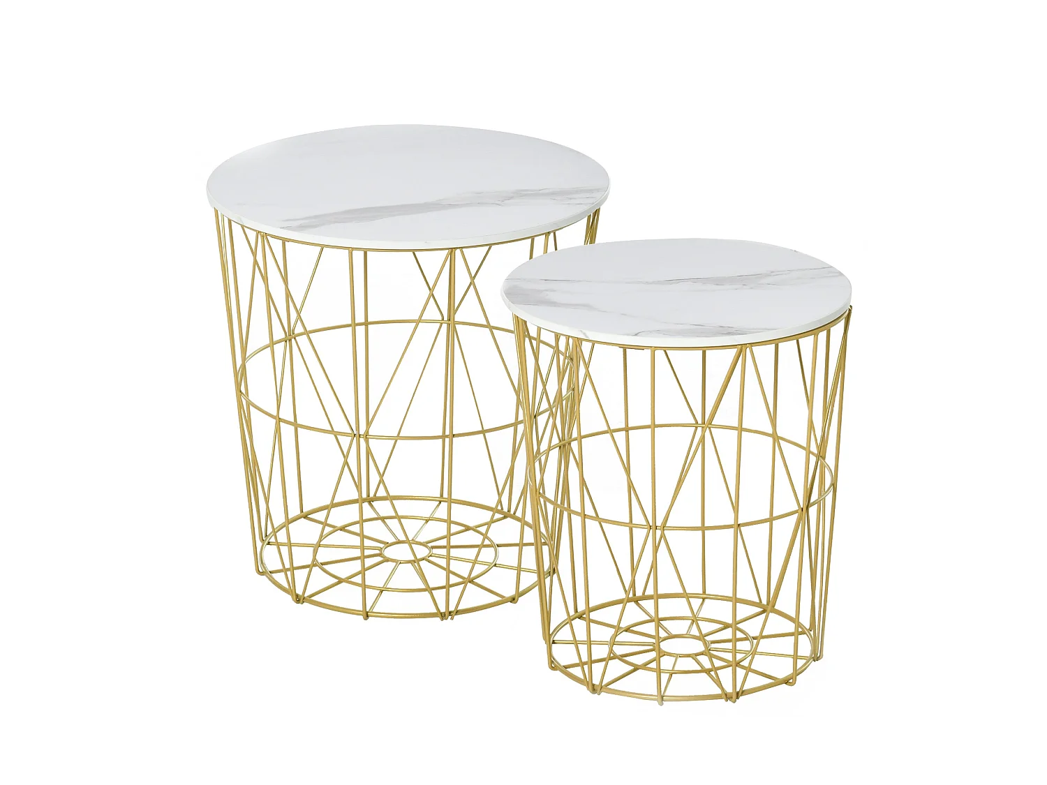 Tokael Set of 2 Round Nesting Side Tables with Storage and Removable Tops