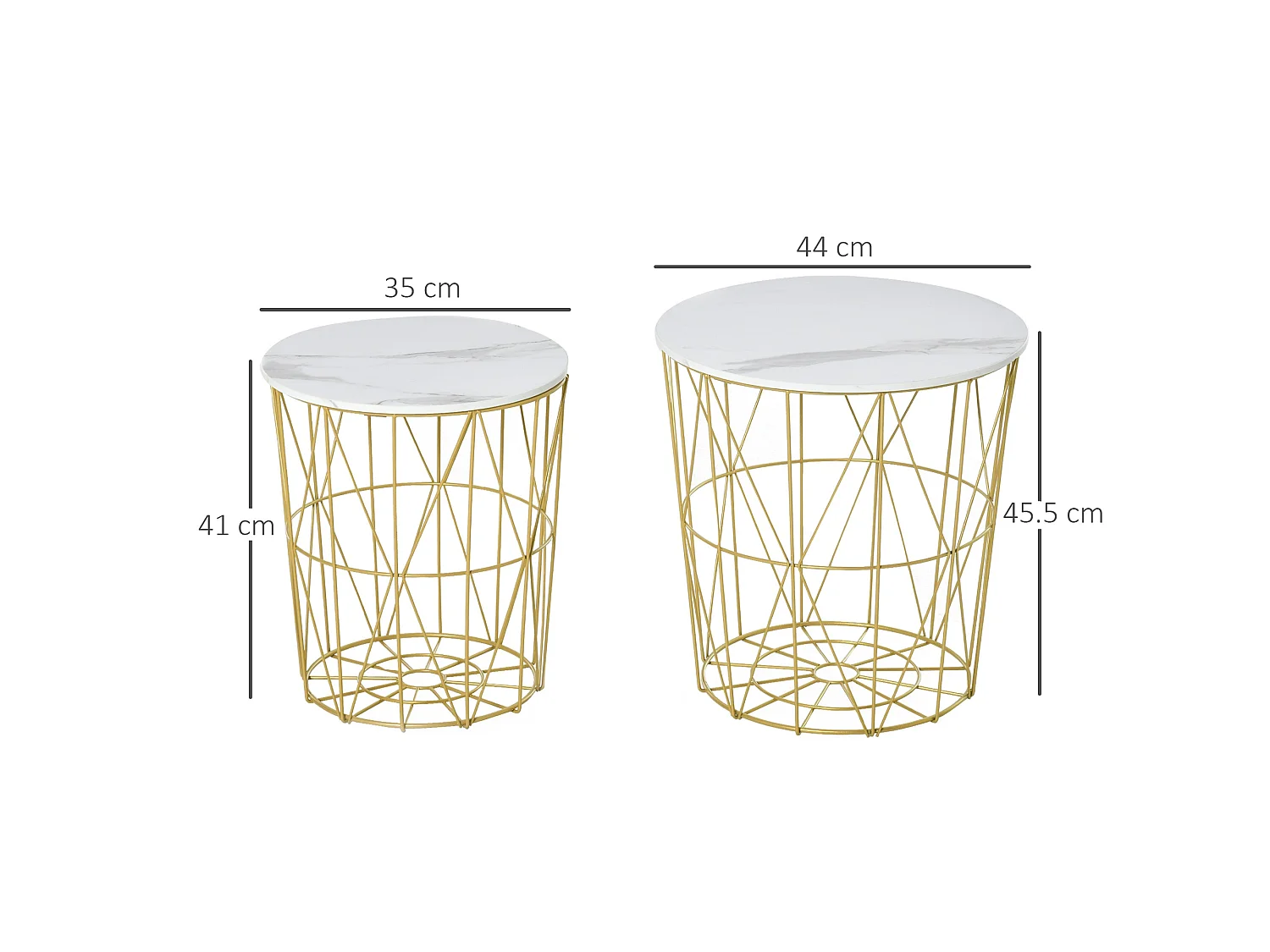 Tokael Set of 2 Round Nesting Side Tables with Storage and Removable Tops