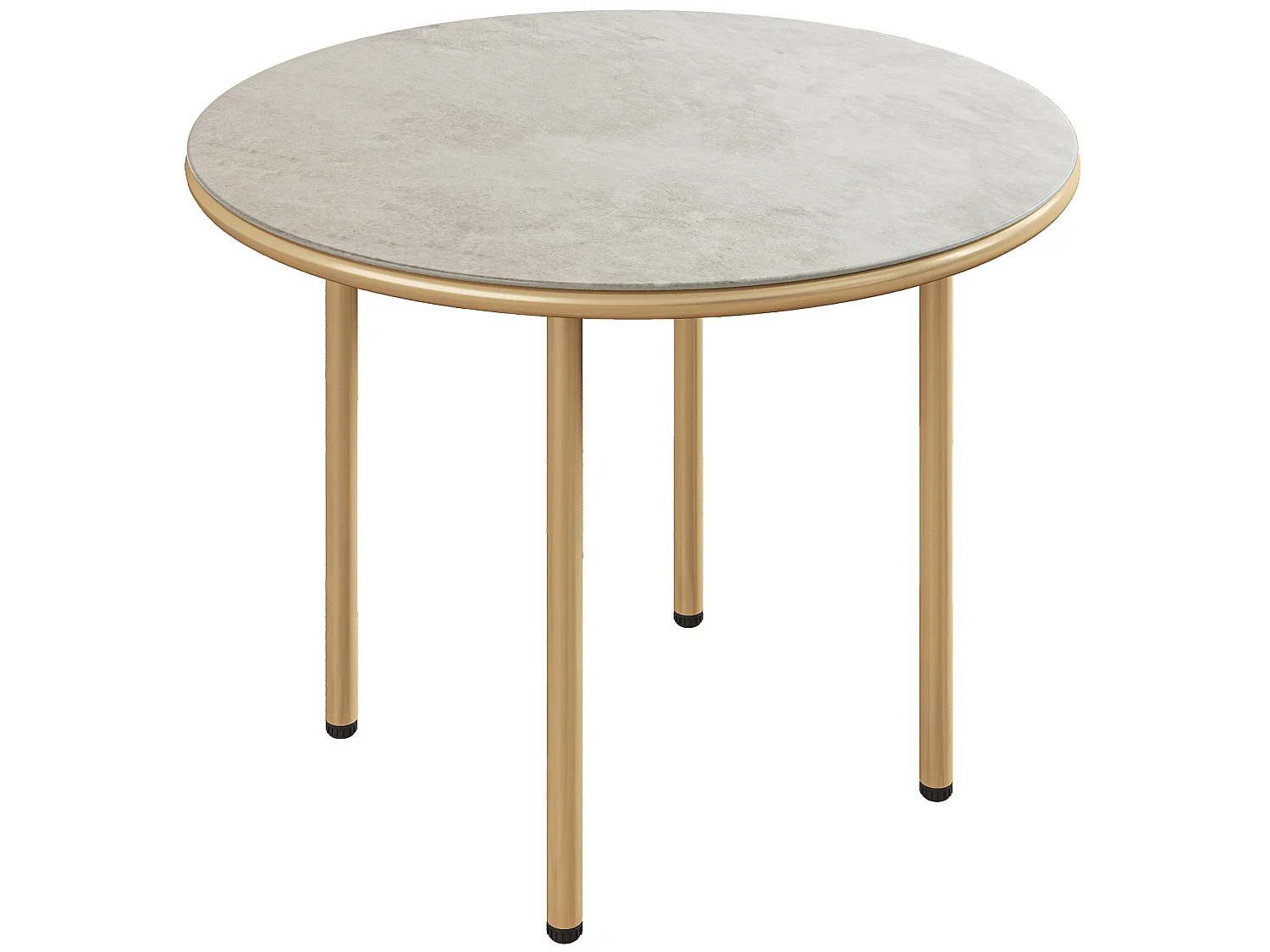 Bake Round Side Table Beige Tempered Glass Faux Marble Top Steel Frame