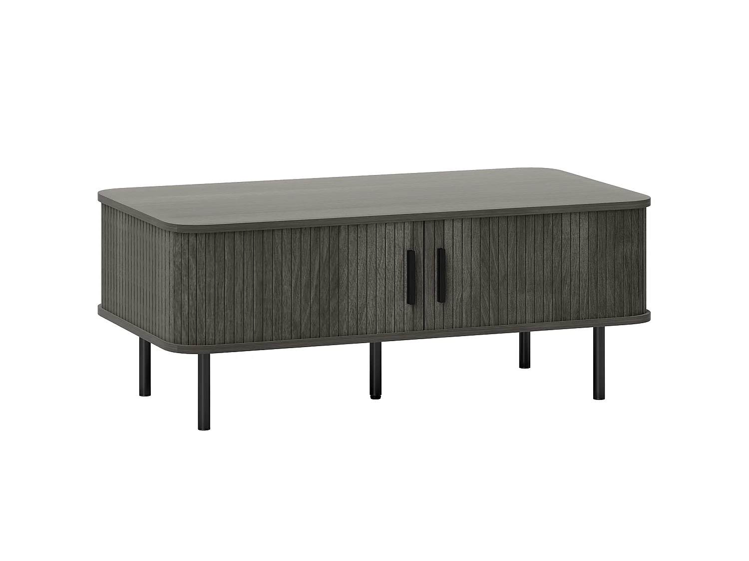 Yocoma Grey Wood Effect Rectangular Coffee Table with Tambour Sliding Doors