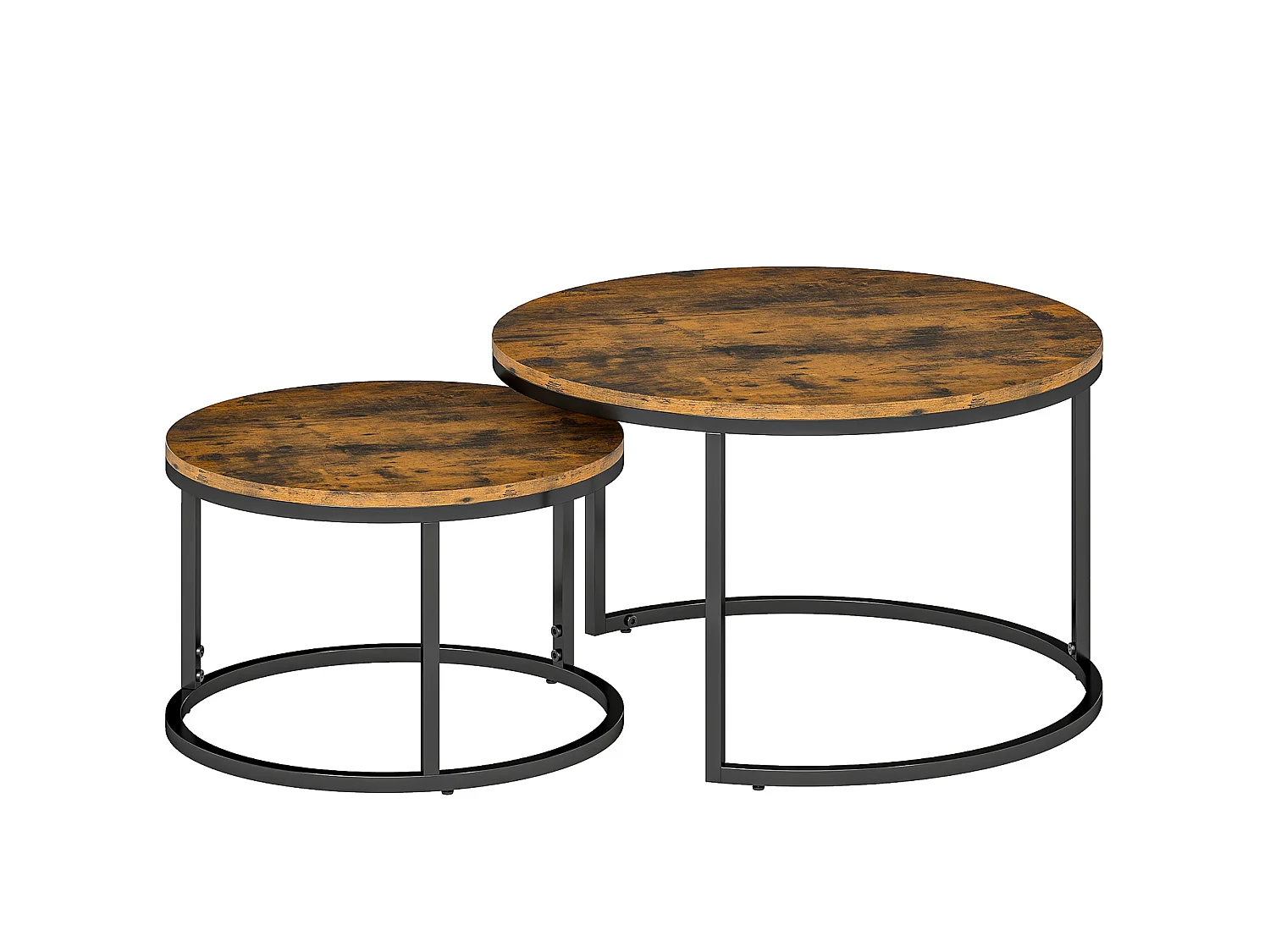 Kefa Dimi Set of 2 Rustic Brown Wood Effect Nesting Tables