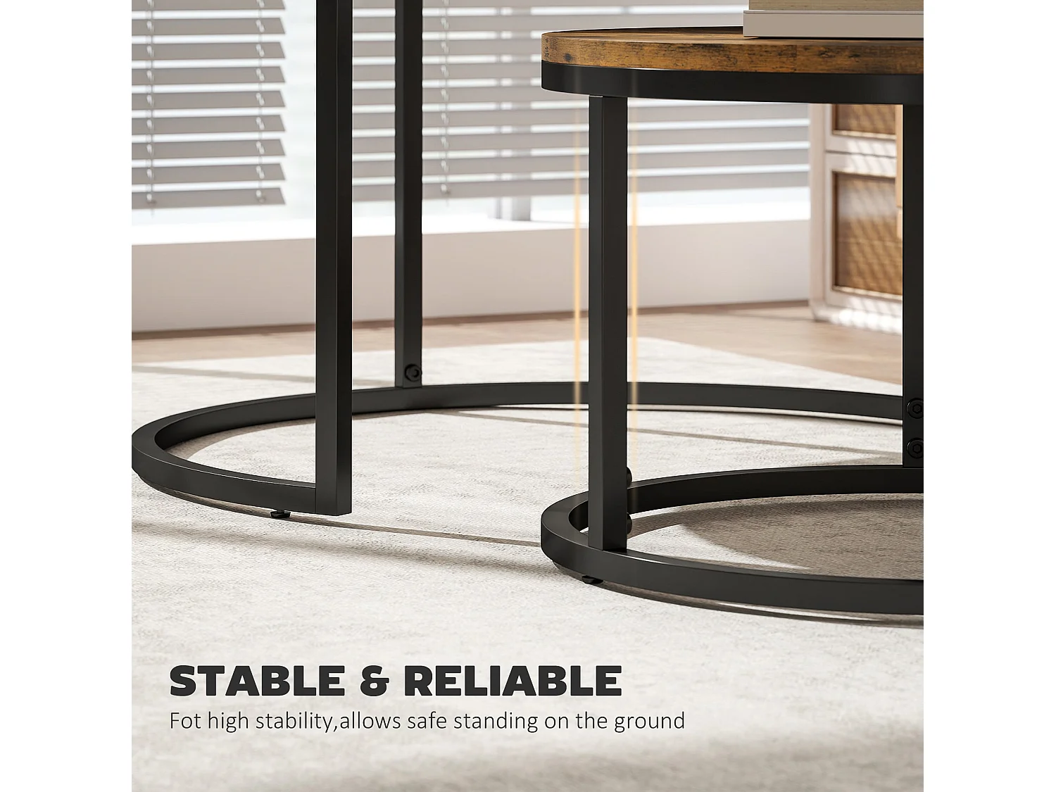 Kefa Dimi Set of 2 Rustic Brown Wood Effect Nesting Tables