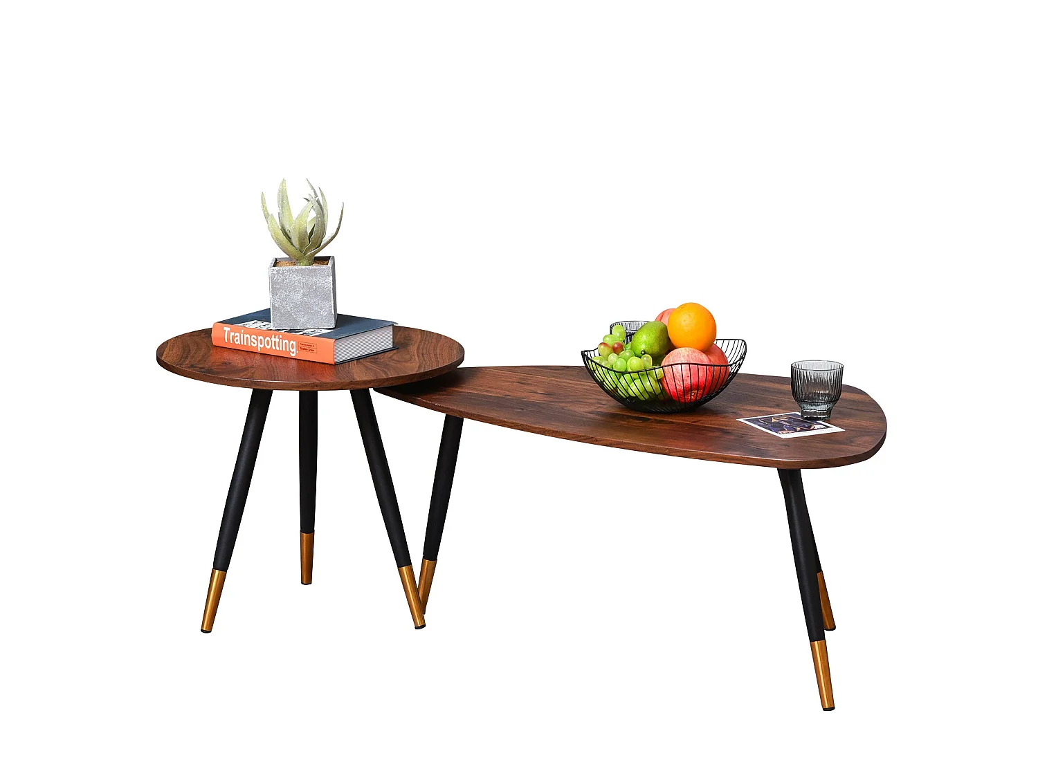 Nera Wood Walnut Effect Set of 2 Scandinavian Coffee Tables