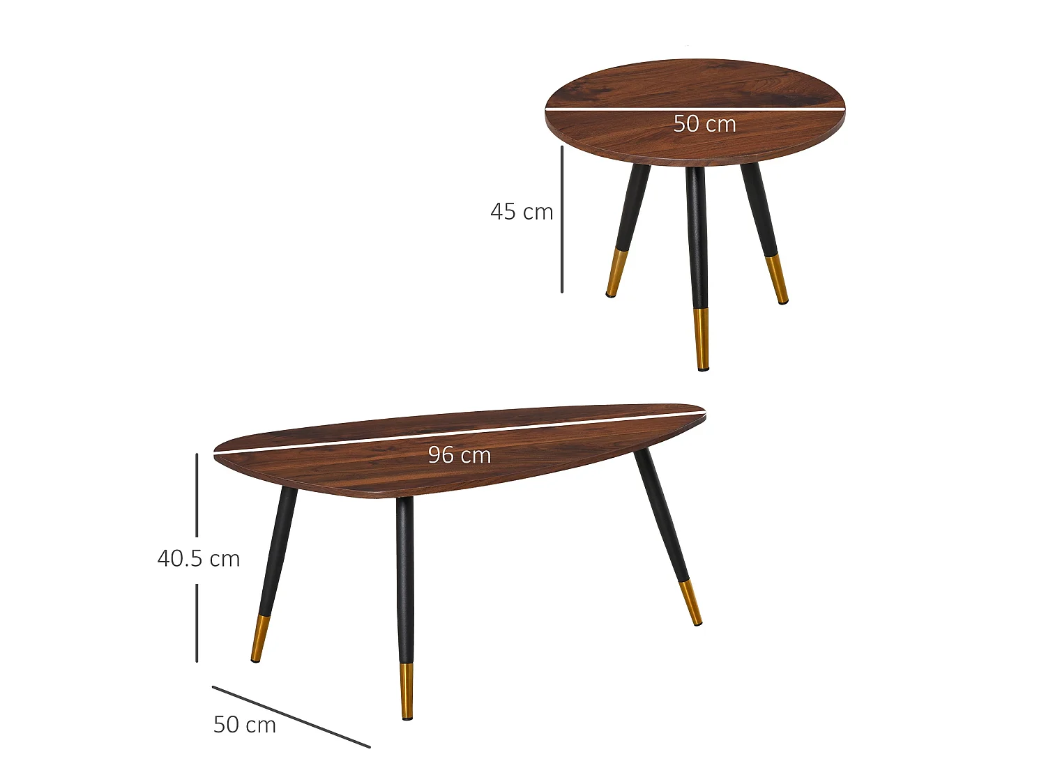 Nera Wood Walnut Effect Set of 2 Scandinavian Coffee Tables