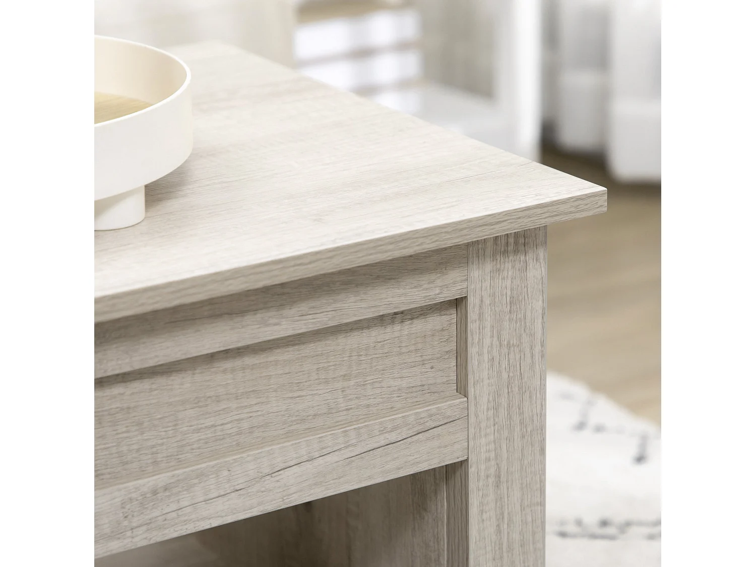 Tonodo Oak Effect Lift Top Coffee Table with Hidden Storage and Lower Shelf
