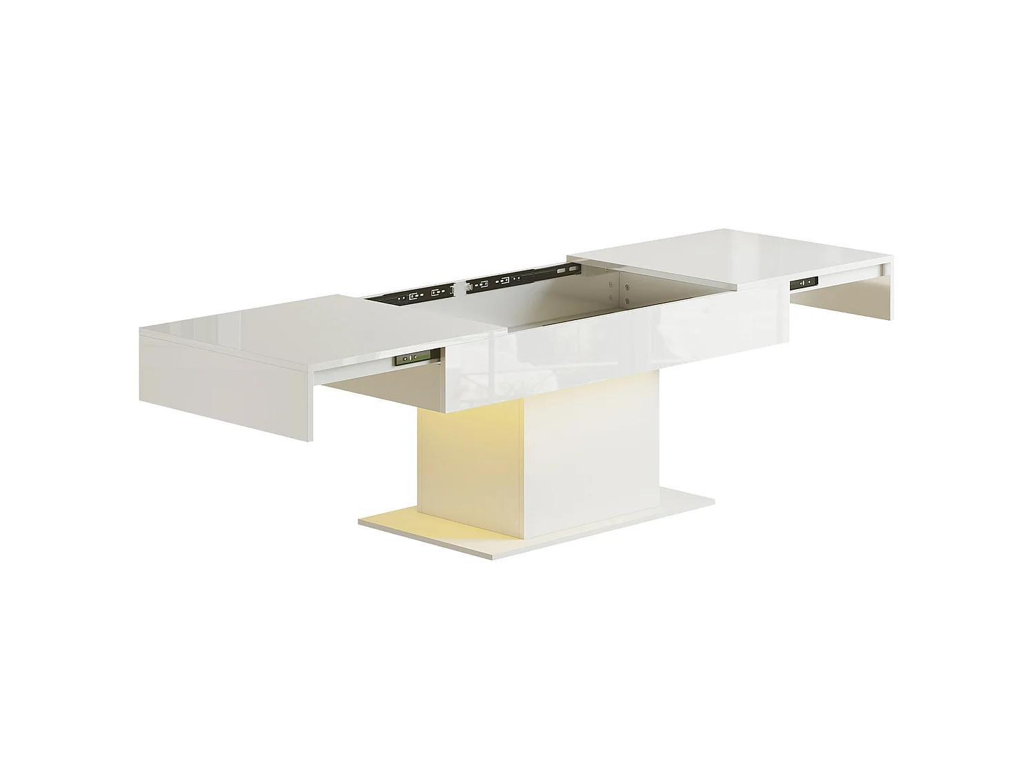 Mara High Gloss White Extendable Coffee Table with LED Lighting and Hidden Storage