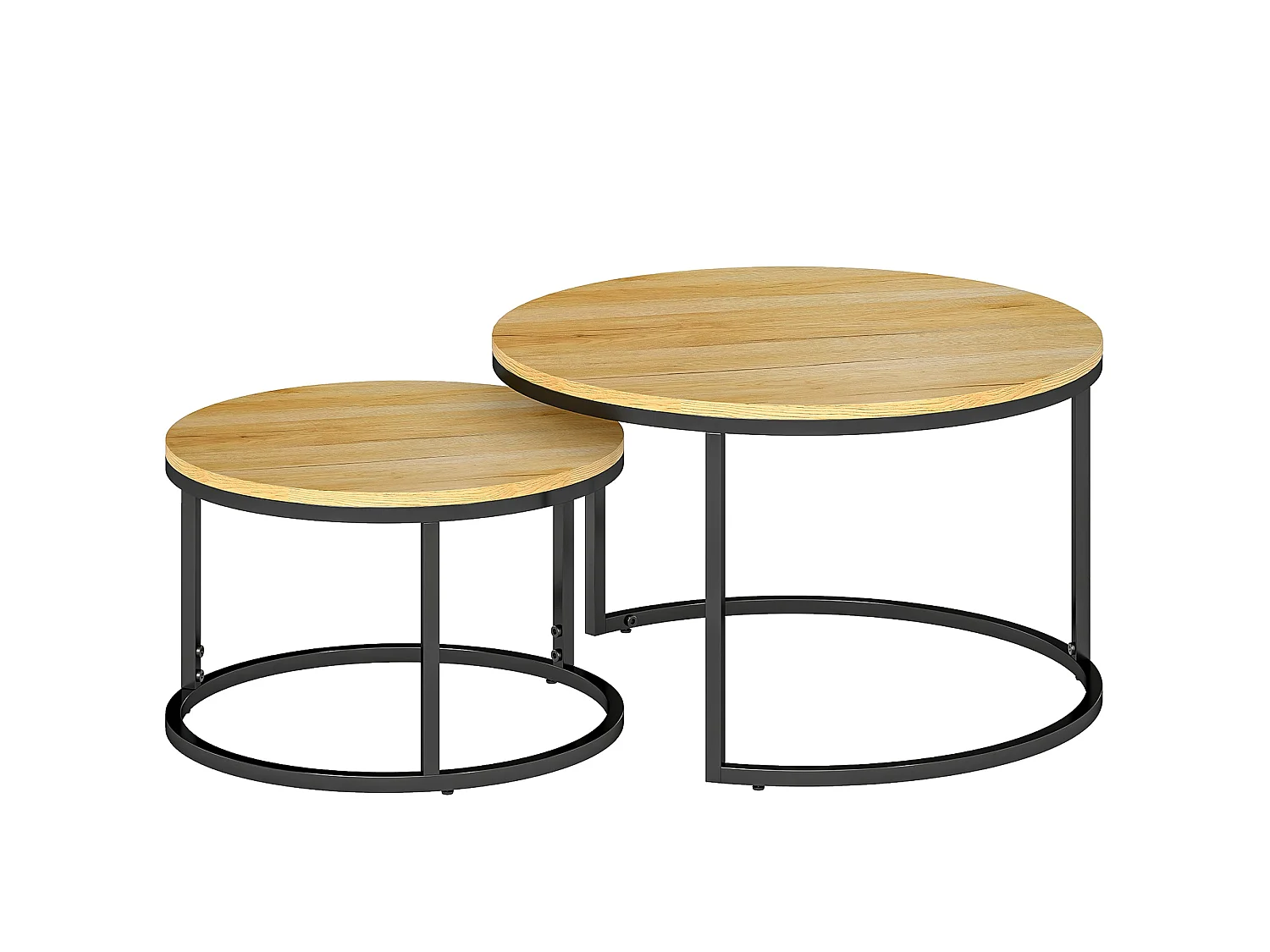 Mova Set of 2 Light Natural Wood Effect Nesting Tables