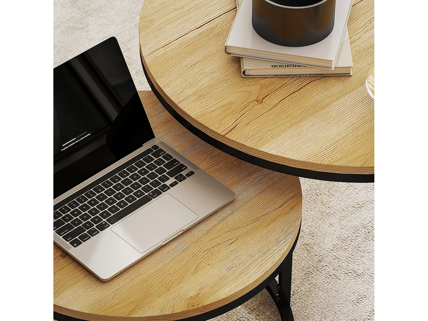 Mova Set of 2 Light Natural Wood Effect Nesting Tables