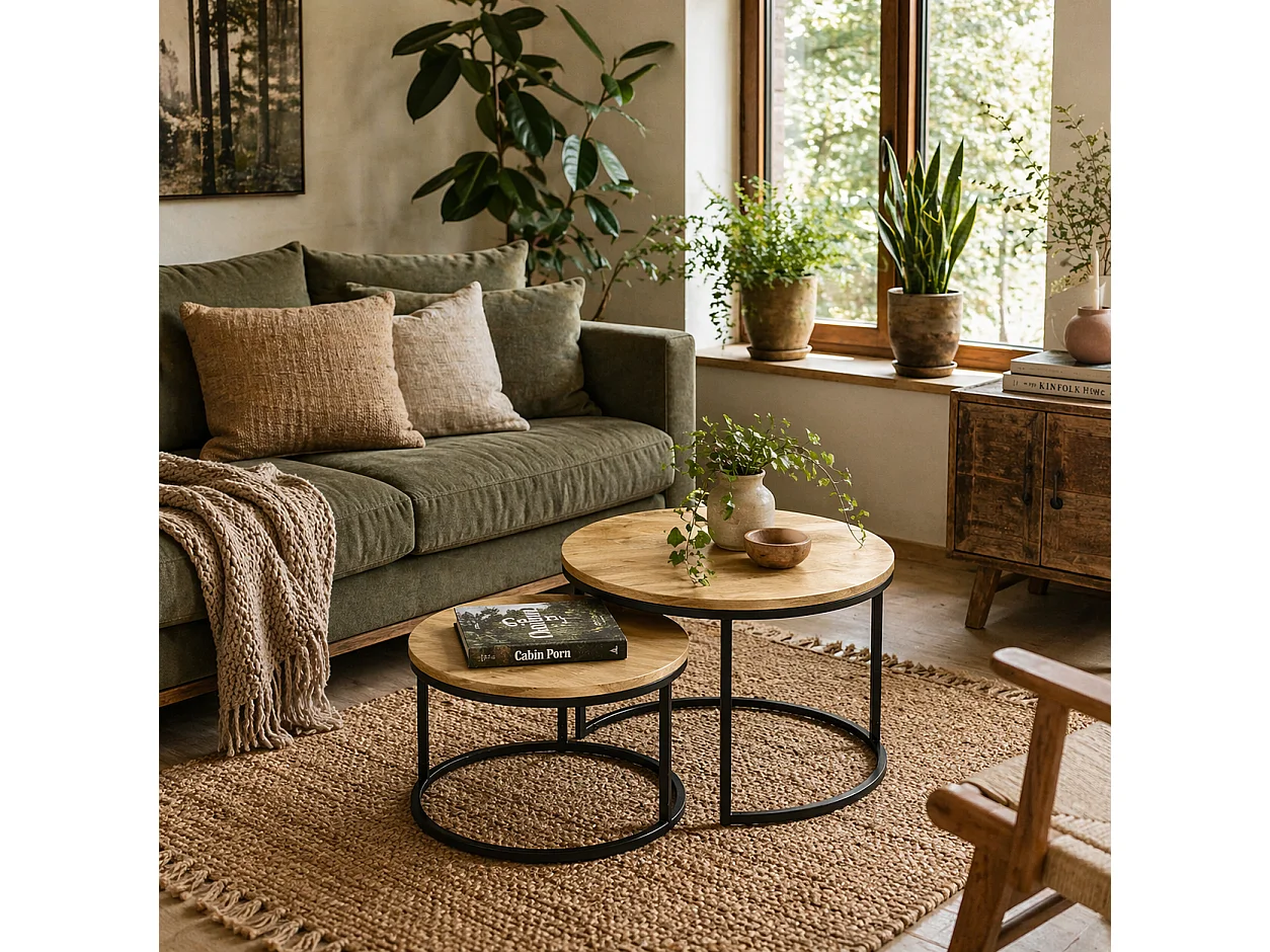 Mova Set of 2 Light Natural Wood Effect Nesting Tables