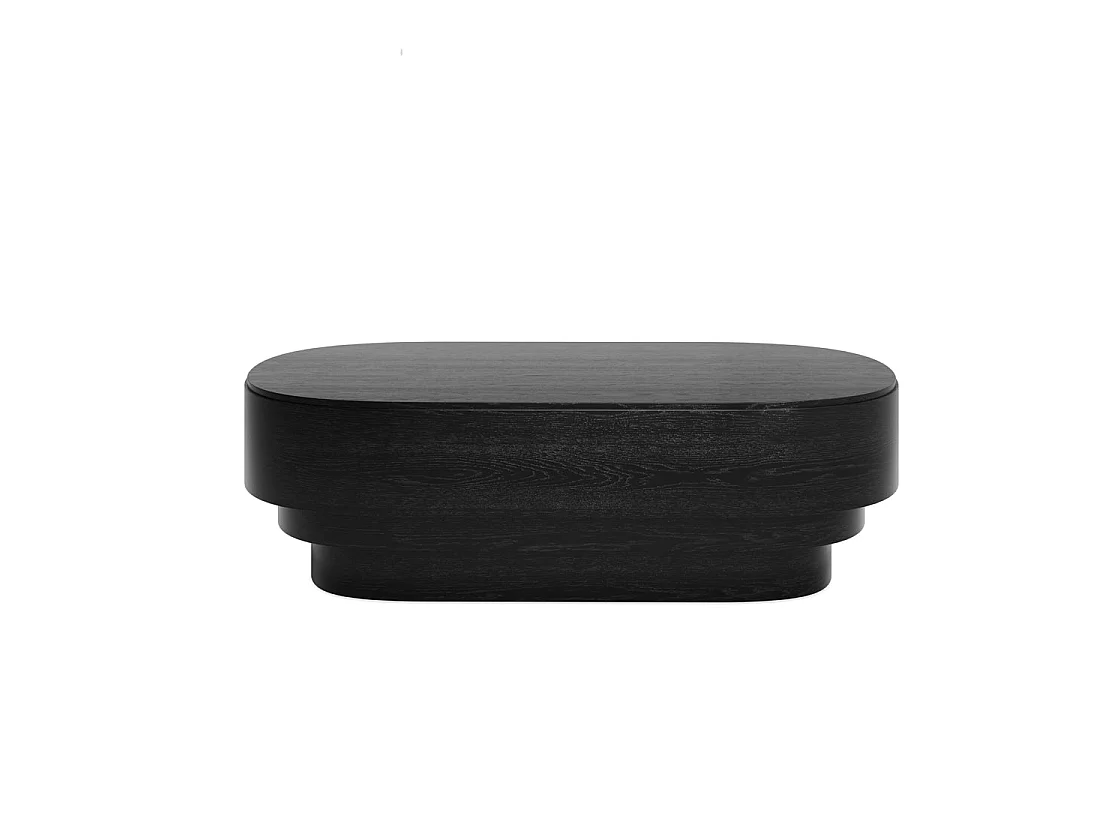 Mayfair Black Wood Grain Oval Coffee Table 100x60x30cm