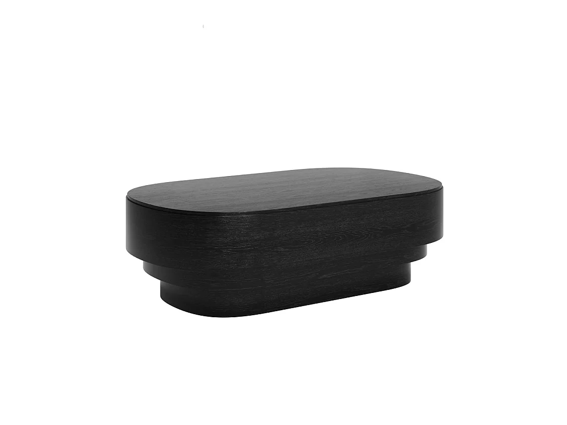 Mayfair Black Wood Grain Oval Coffee Table 100x60x30cm
