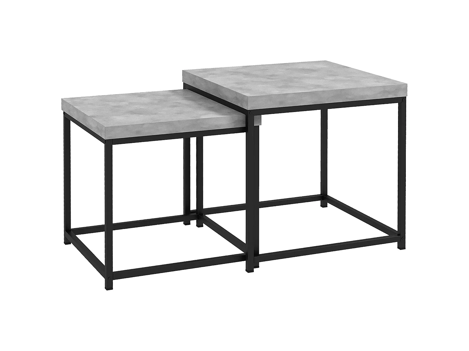 Keco Set of 2 Grey Square Nesting Coffee Tables with 3.5cm Thick Particleboard