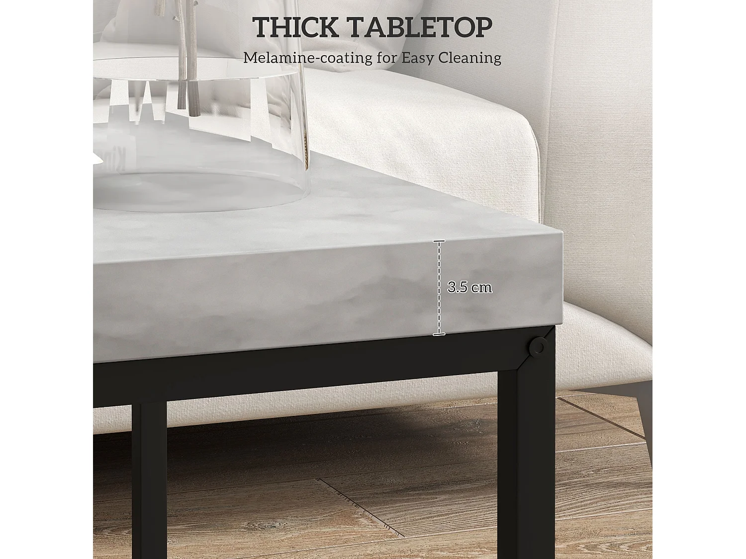 Keco Set of 2 Grey Square Nesting Coffee Tables with 3.5cm Thick Particleboard