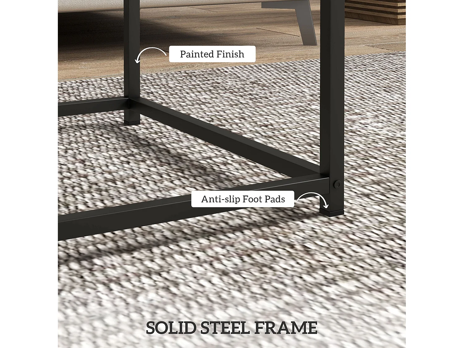 Keco Set of 2 Grey Square Nesting Coffee Tables with 3.5cm Thick Particleboard