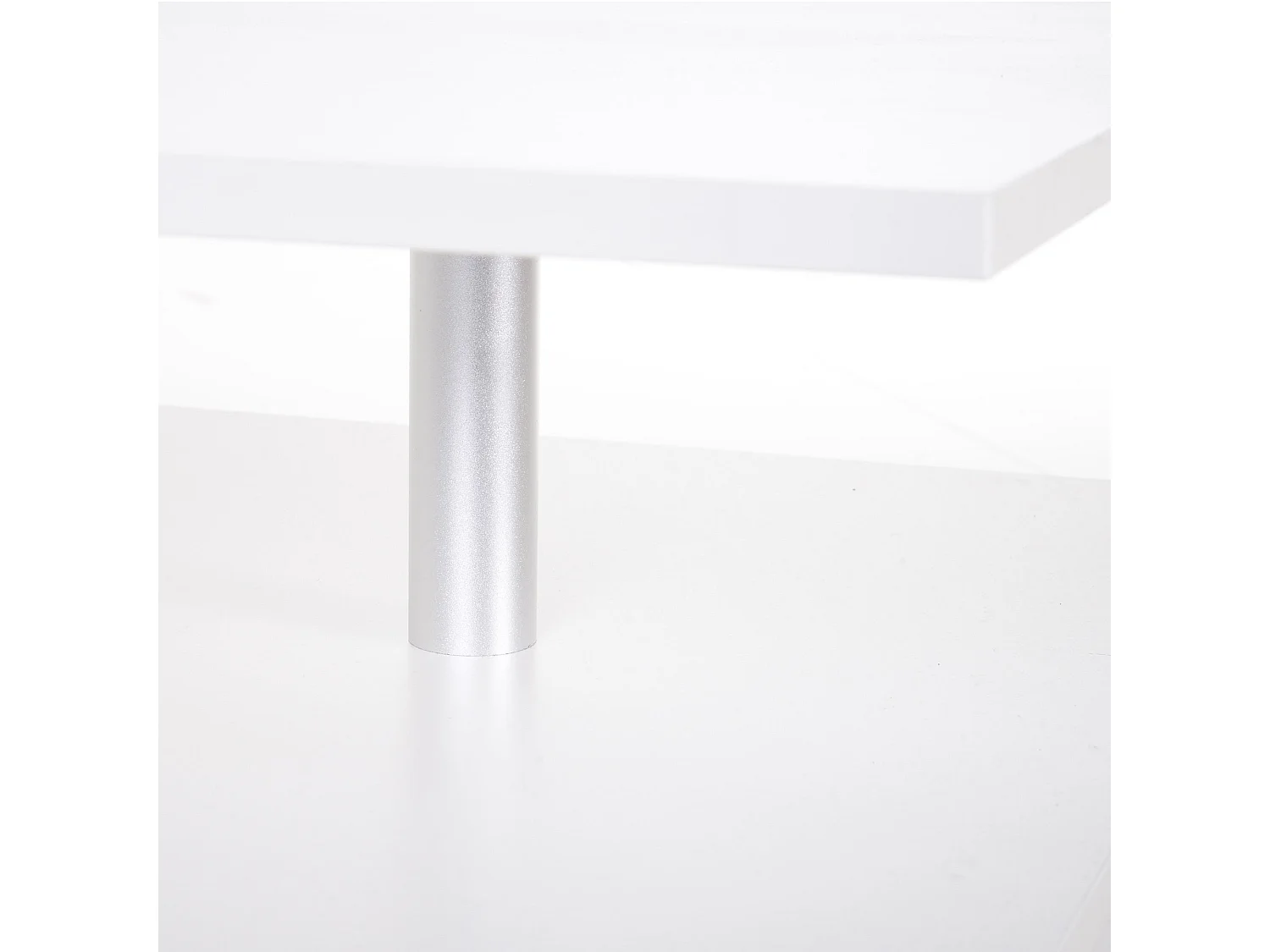Vifama 2 Tier White Coffee Table Open Shelving Aluminium Supports