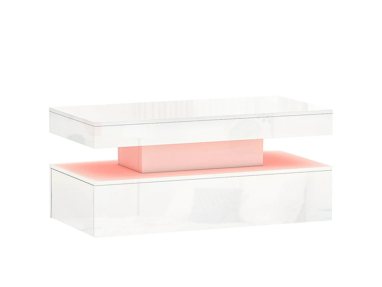Lomoyo 95cm High Gloss White LED Coffee Table with Storage