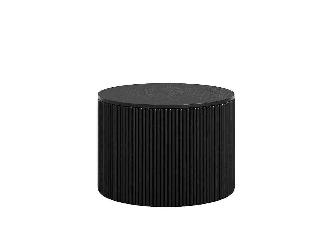 Trecool Black Oak Veneer Reeded Round Coffee Table 65cm