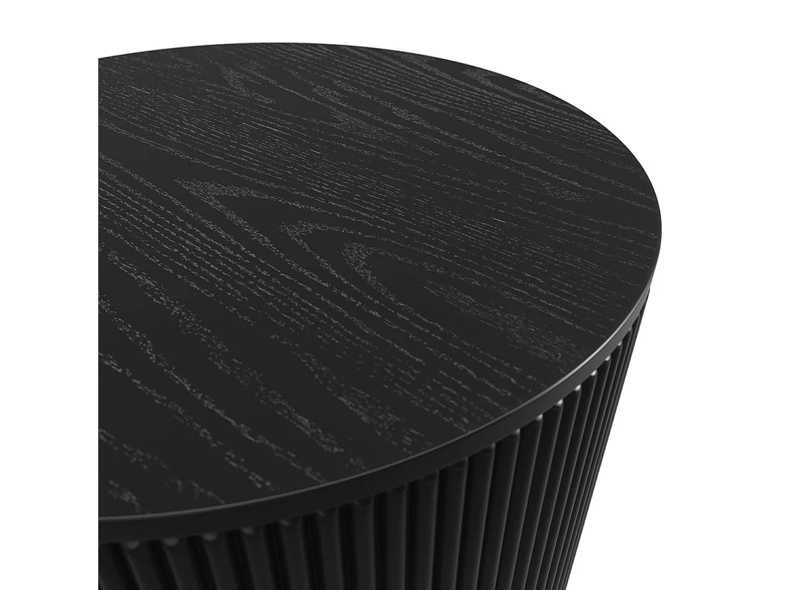 Trecool Black Oak Veneer Reeded Round Coffee Table 65cm