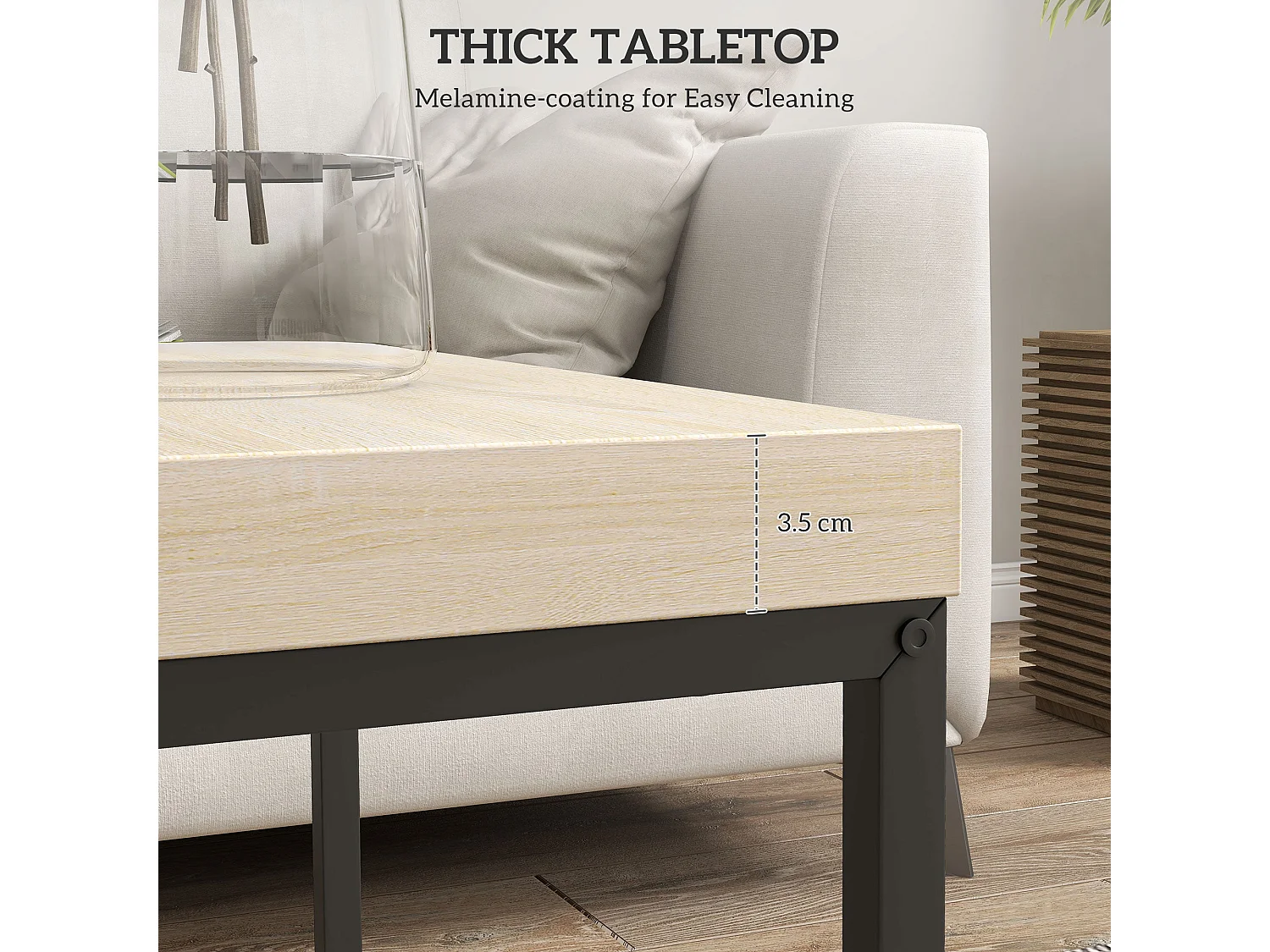 Vattesa Oak Finish Set of 2 Nesting Coffee Tables Square 3.5cm Particleboard