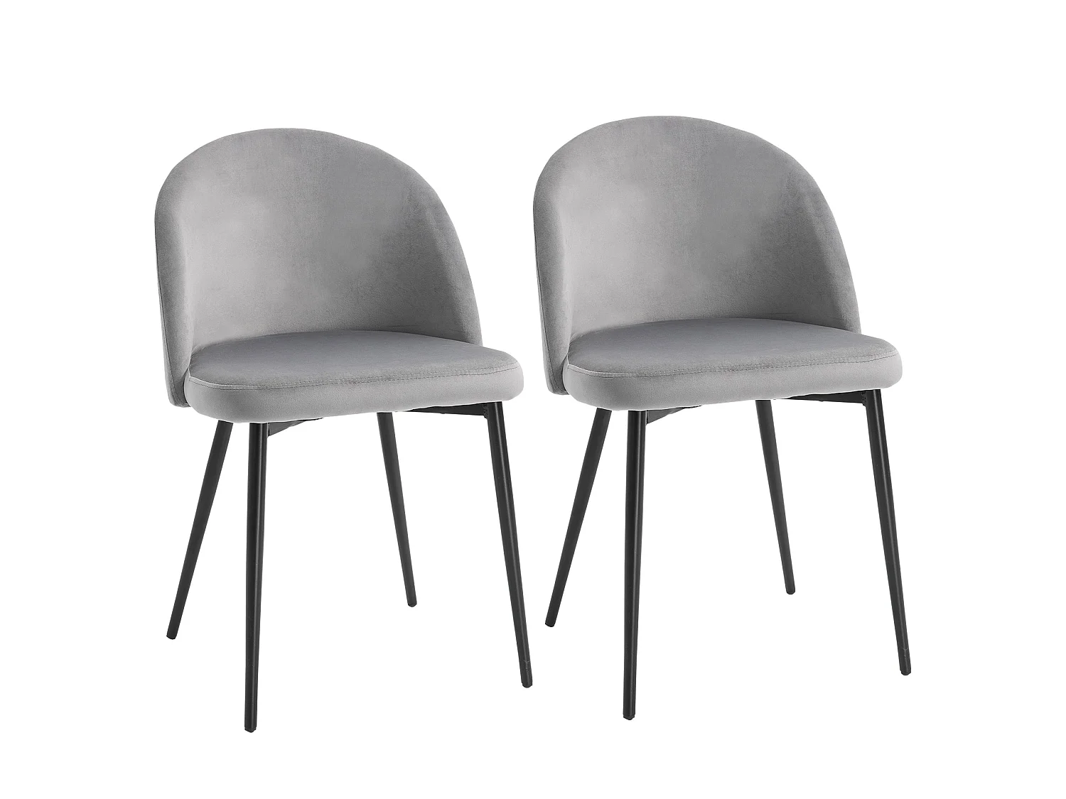 Ladori Grey Velvet Feel Dining Chairs Set of 2 Contemporary Upholstered Armless Seats