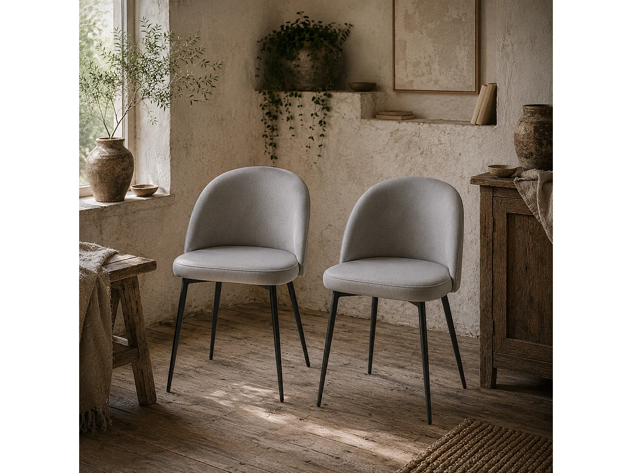 Ladori Grey Velvet Feel Dining Chairs Set of 2 Contemporary Upholstered Armless Seats