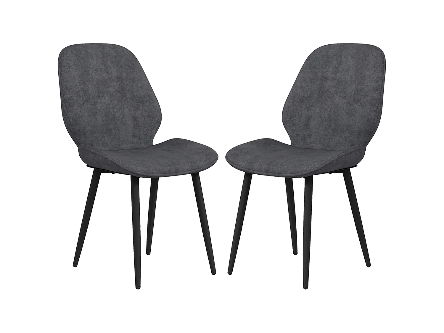 Lelori Grey Velvet Feel Dining Chairs Set of 2 with Metal Legs