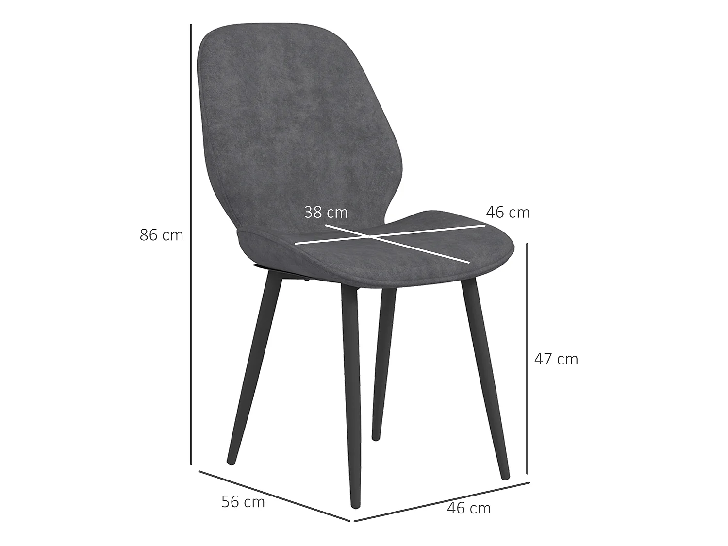 Lelori Grey Velvet Feel Dining Chairs Set of 2 with Metal Legs