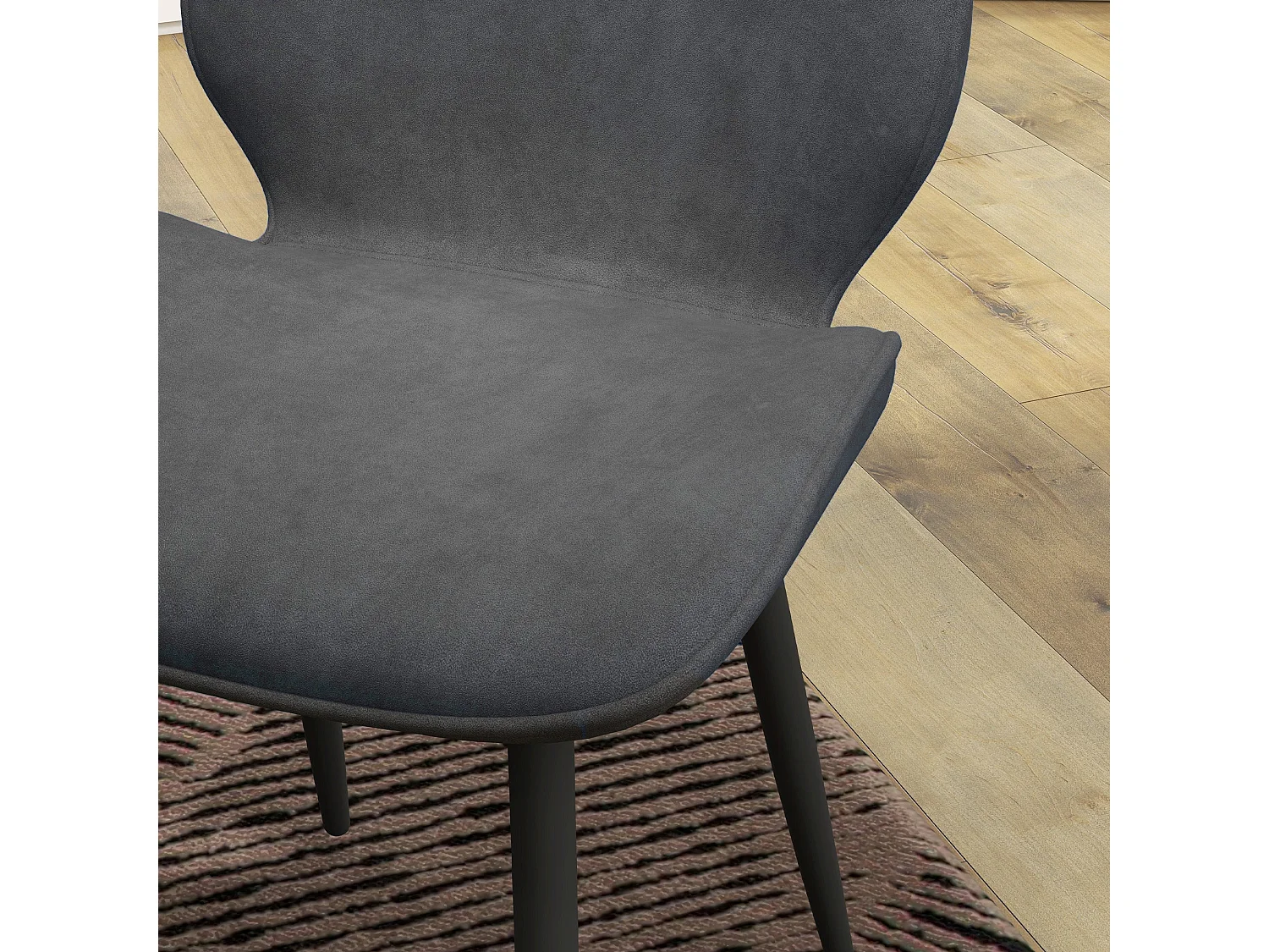 Lelori Grey Velvet Feel Dining Chairs Set of 2 with Metal Legs