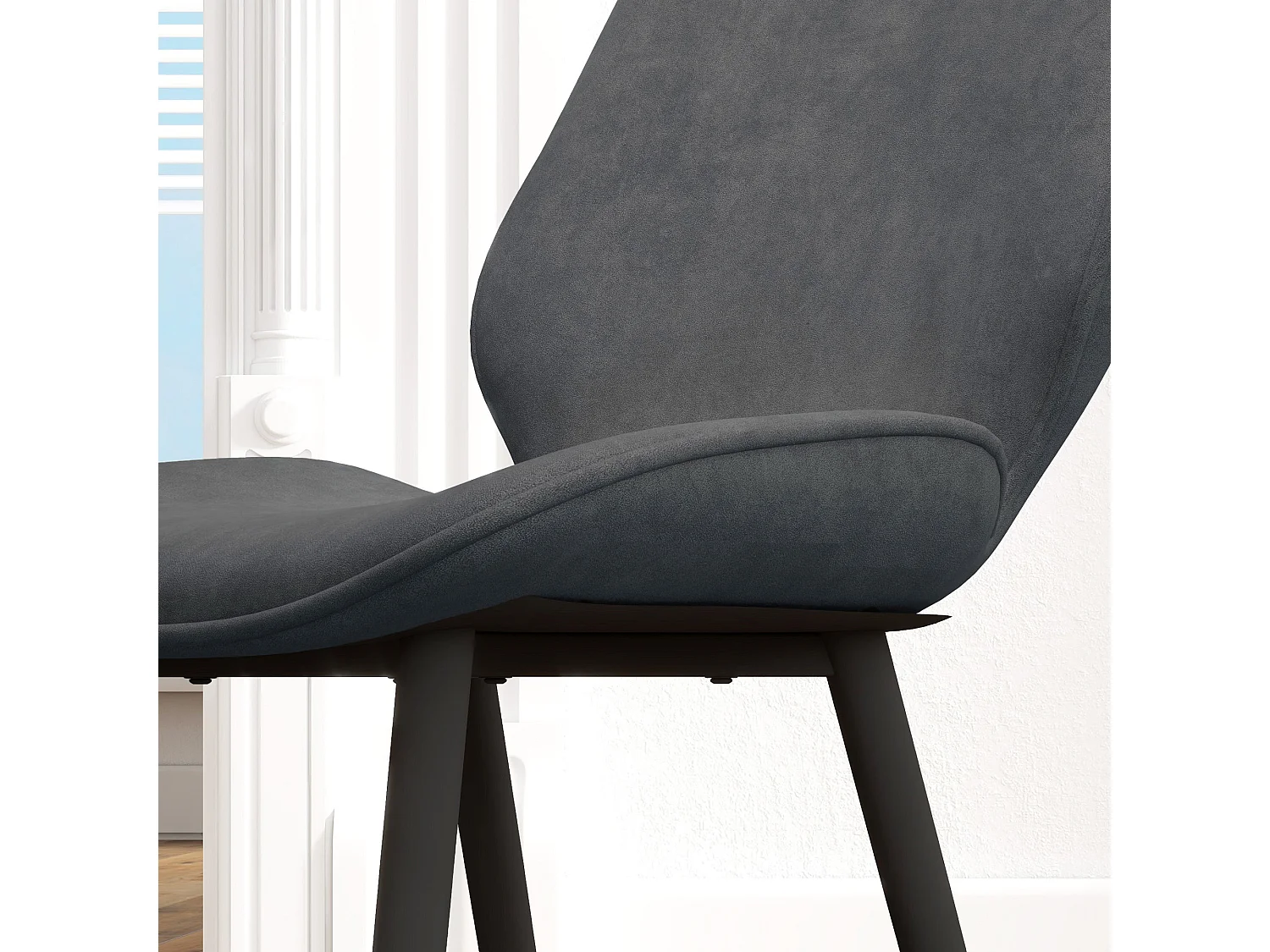 Lelori Grey Velvet Feel Dining Chairs Set of 2 with Metal Legs