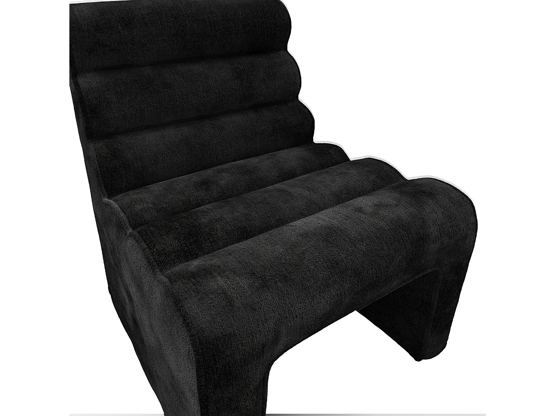 Midleton Retro Ribbed Black Chenille Dining Chair Upholstered Sculptural Design