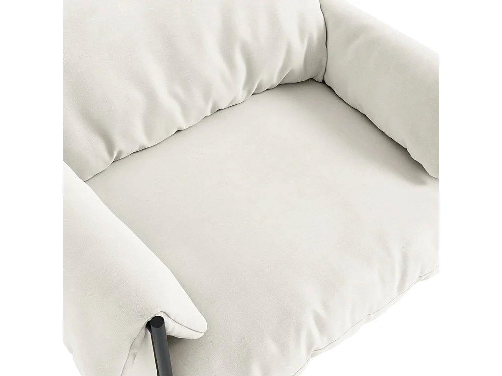 Wardour Minimalist Armchair White Houseweave Fabric Matt Black Metal Legs